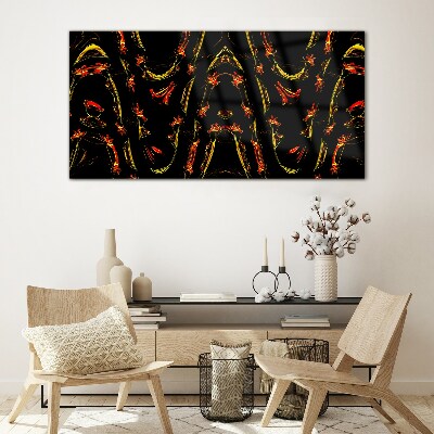 Dynamic Lines in Red and Yellow Glass Wall Art