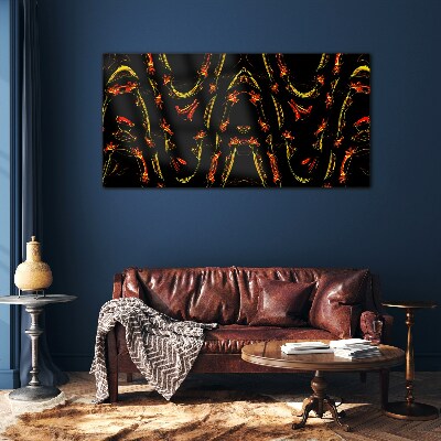 Dynamic Lines in Red and Yellow Glass Wall Art