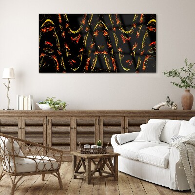 Dynamic Lines in Red and Yellow Glass Wall Art