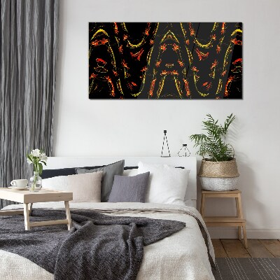 Dynamic Lines in Red and Yellow Glass Wall Art