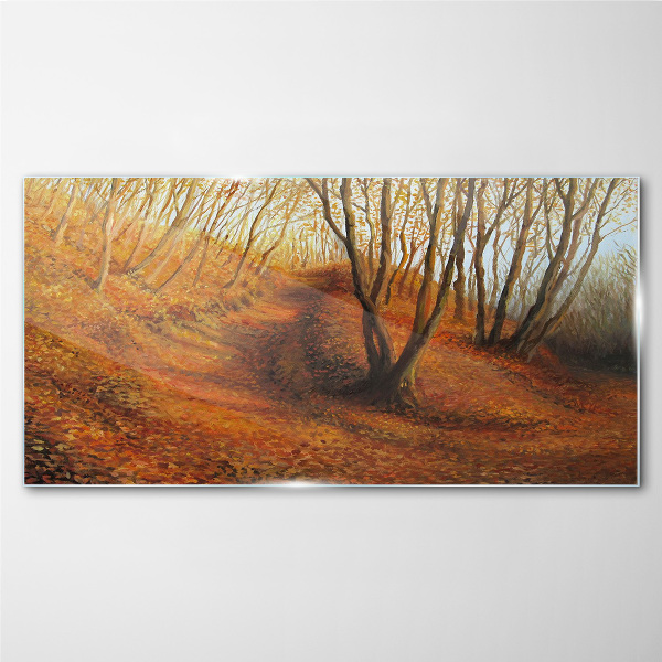 Golden autumn in the forest Glass Wall Art