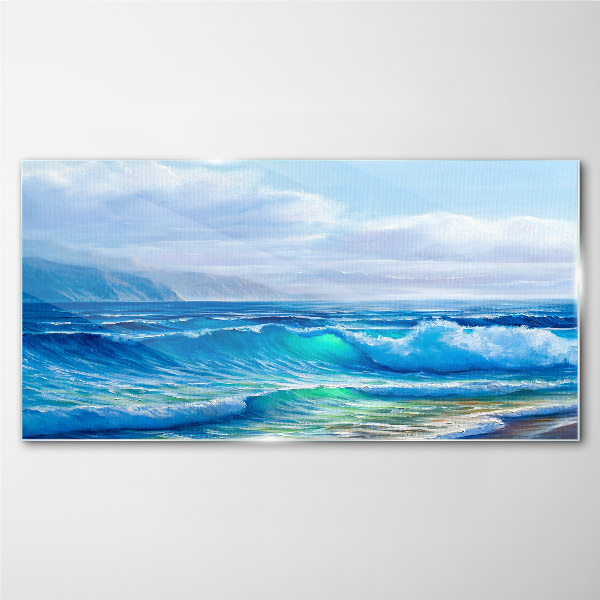 Sea ​​waves clouds Glass Wall Art