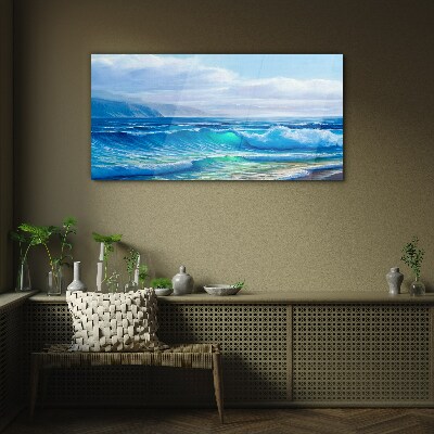 Calm ocean waves Glass Wall Art