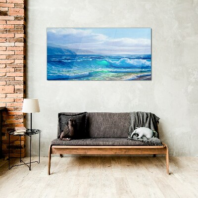 Calm ocean waves Glass Wall Art