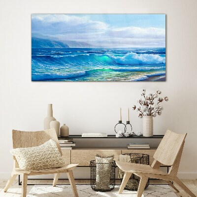 Calm ocean waves Glass Wall Art
