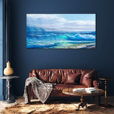 Calm ocean waves Glass Wall Art