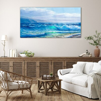 Calm ocean waves Glass Wall Art