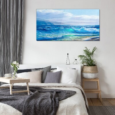 Calm ocean waves Glass Wall Art