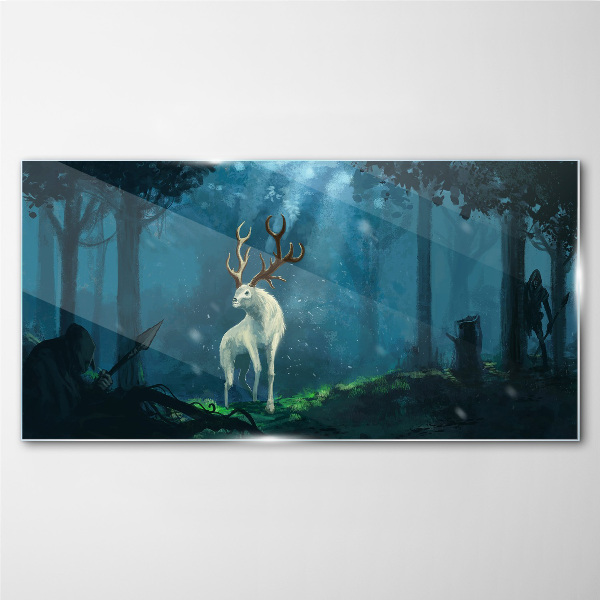 Forest spirit with antlers Glass Wall Art