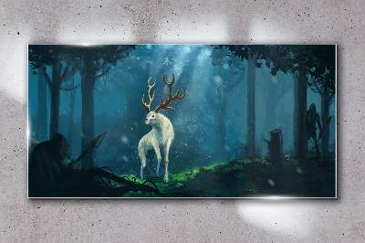 Forest spirit with antlers Glass Wall Art