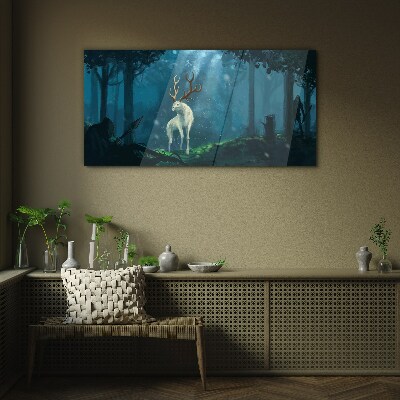Forest spirit with antlers Glass Wall Art
