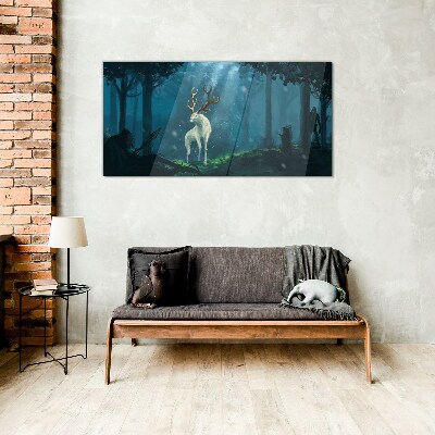 Forest spirit with antlers Glass Wall Art