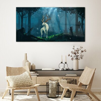 Forest spirit with antlers Glass Wall Art
