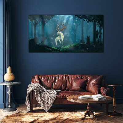 Forest spirit with antlers Glass Wall Art