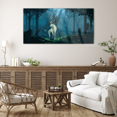 Forest spirit with antlers Glass Wall Art