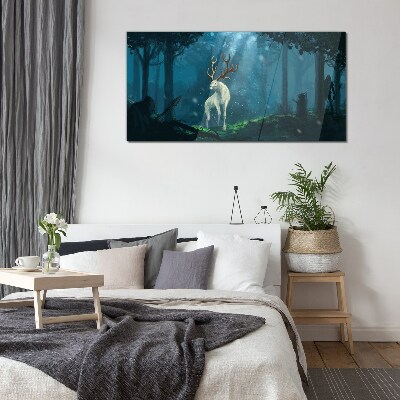 Forest spirit with antlers Glass Wall Art