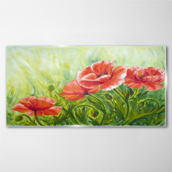 Flowers in a spring meadow Glass Wall Art