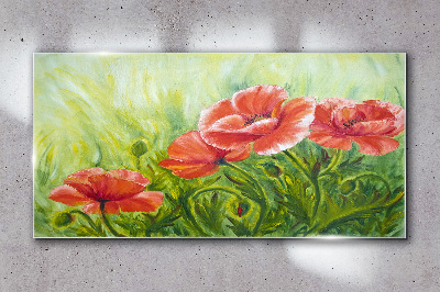 Flowers in a spring meadow Glass Wall Art