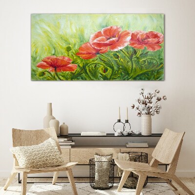 Flowers in a spring meadow Glass Wall Art