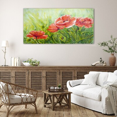 Flowers in a spring meadow Glass Wall Art