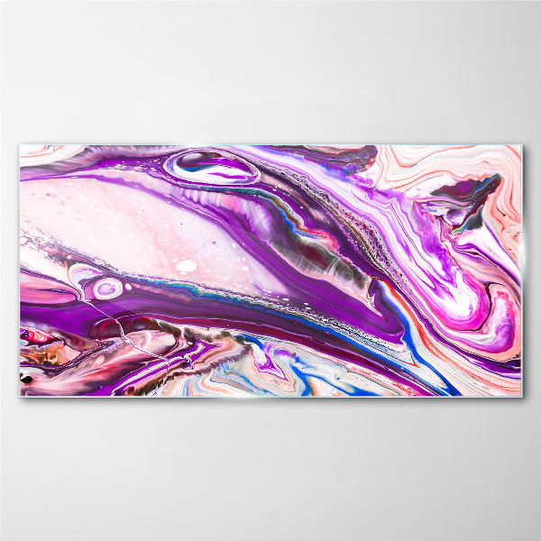 Purple waves of abstraction Glass Wall Art