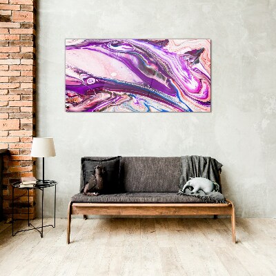 Purple waves of abstraction Glass Wall Art