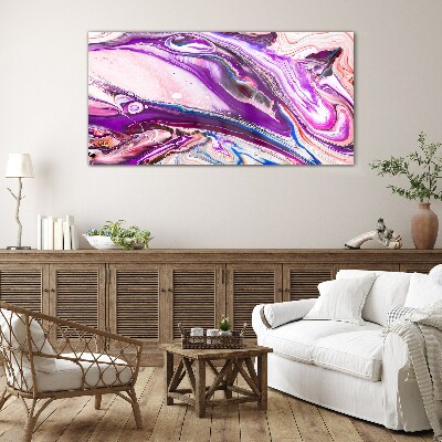 Purple waves of abstraction Glass Wall Art