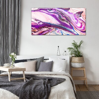 Purple waves of abstraction Glass Wall Art
