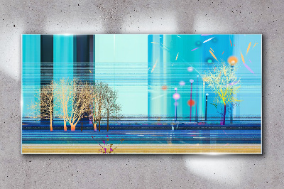 Winter landscape in blue Glass Wall Art