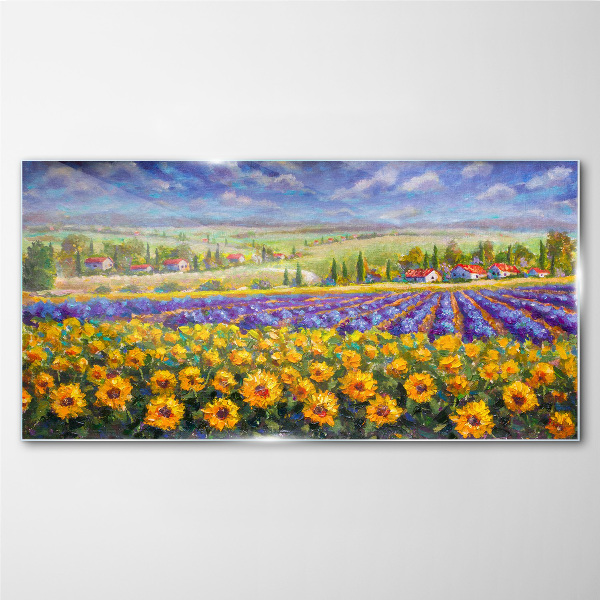 Flower landscape in the sunlight Glass Wall Art