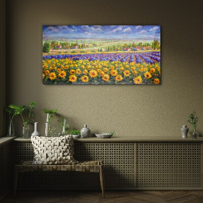 Flower landscape in the sunlight Glass Wall Art