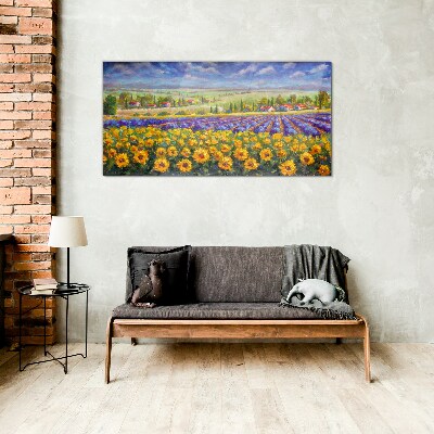 Flower landscape in the sunlight Glass Wall Art
