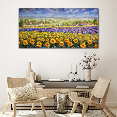Flower landscape in the sunlight Glass Wall Art