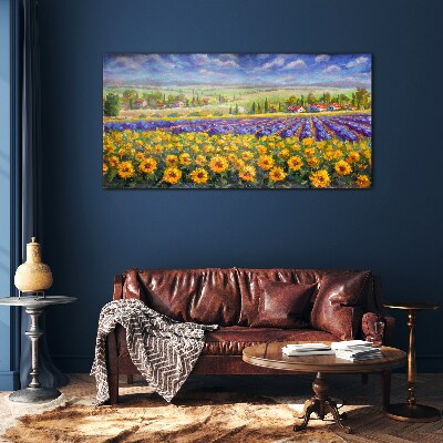Flower landscape in the sunlight Glass Wall Art