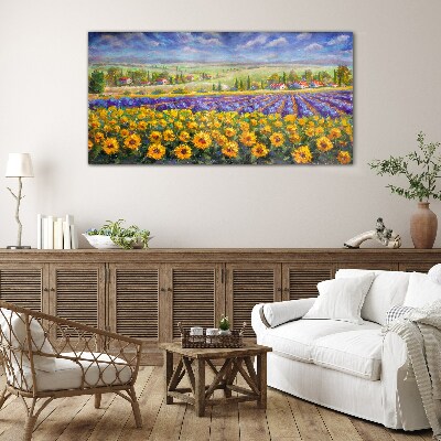 Flower landscape in the sunlight Glass Wall Art