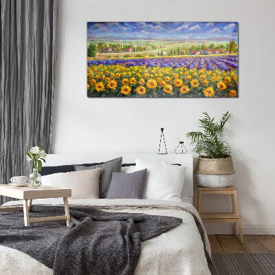 Flower landscape in the sunlight Glass Wall Art