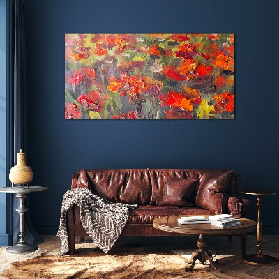 Poppies flowers painting Glass Wall Art