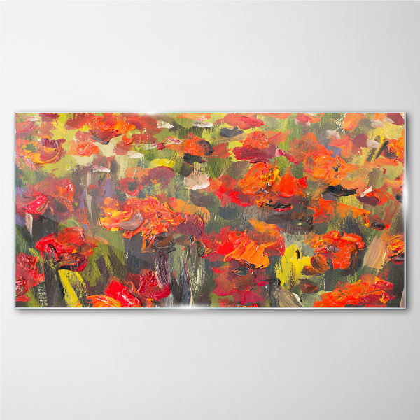 A floral landscape in intense colors Glass Wall Art
