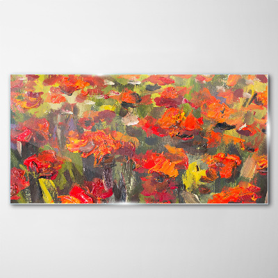 A floral landscape in intense colors Glass Wall Art