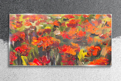 A floral landscape in intense colors Glass Wall Art