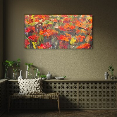A floral landscape in intense colors Glass Wall Art