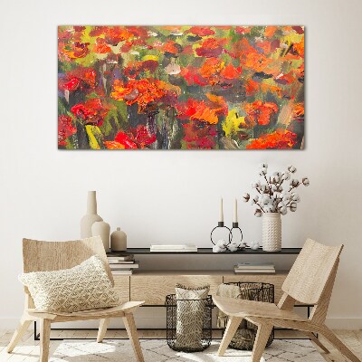 A floral landscape in intense colors Glass Wall Art