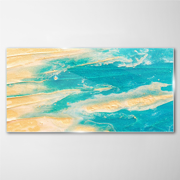 Ocean waves on the sand Glass Wall Art