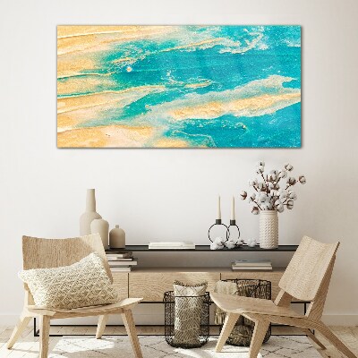 Ocean waves on the sand Glass Wall Art