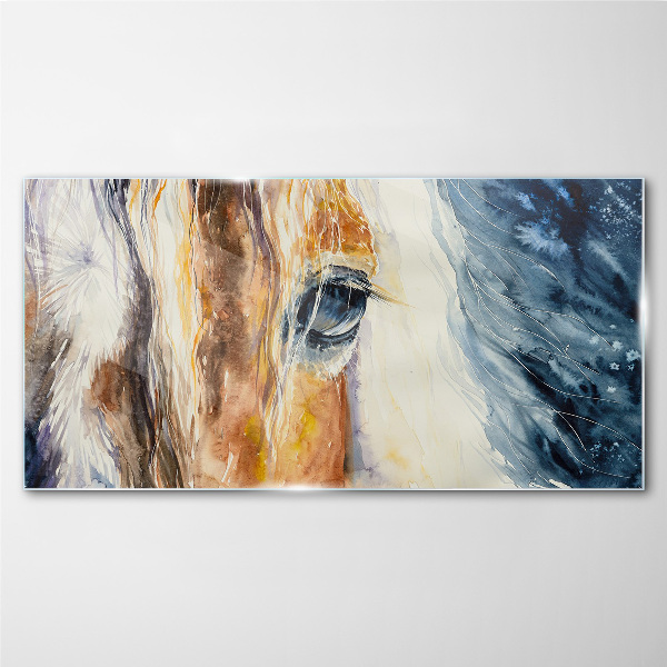 Watercolor horse portrait Glass Wall Art