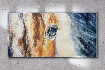 Watercolor horse portrait Glass Wall Art