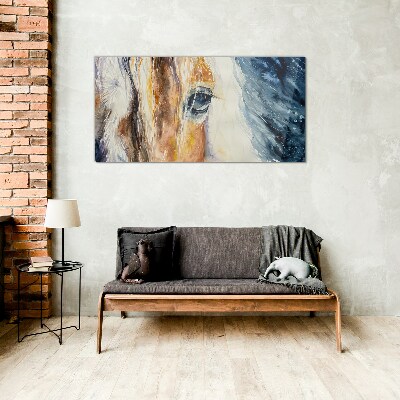 Watercolor horse portrait Glass Wall Art