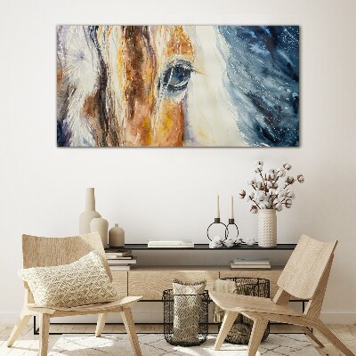 Watercolor horse portrait Glass Wall Art