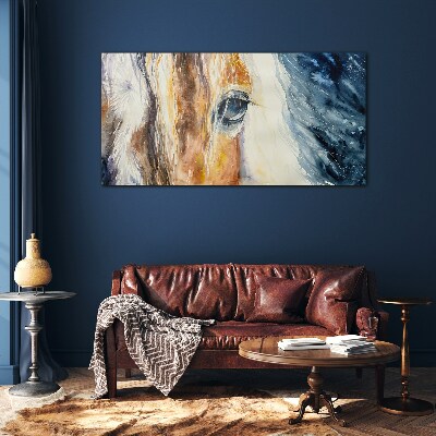 Watercolor horse portrait Glass Wall Art