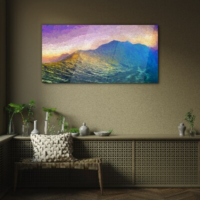 Waves in the setting sun Glass Wall Art